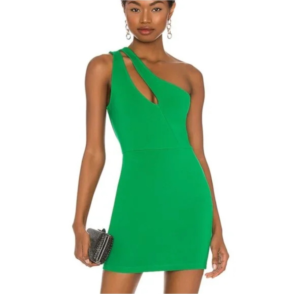 Superdown Vibrant Green One-Shoulder Dress
